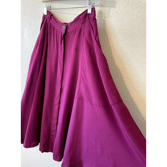 Broadway & Broome Madewell A Line Berry/Purple Button Front Midi Skirt Sz 0 - Picture 9 of 10